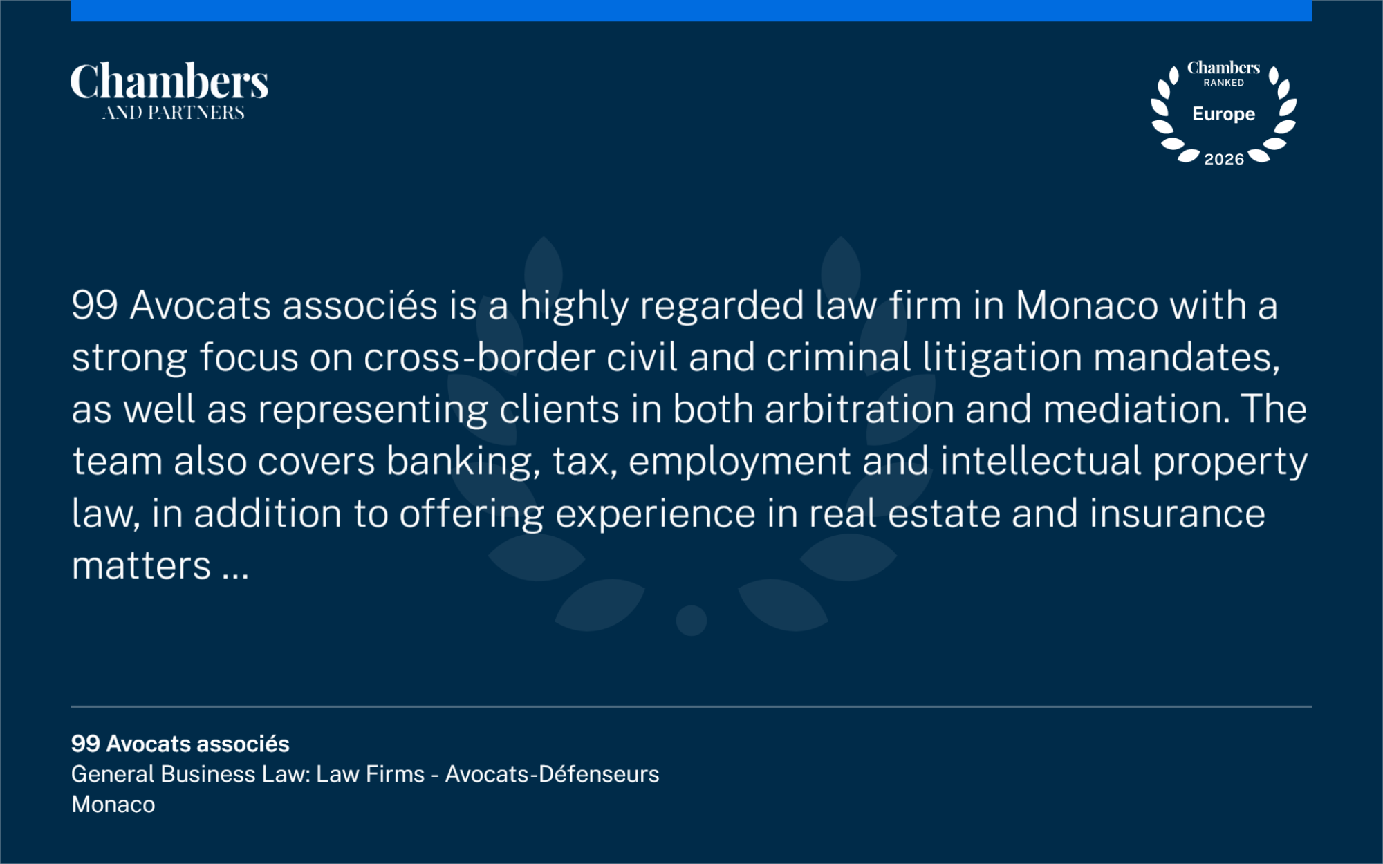 99 Avocats associés • Quote Chambers 2026 99 AVOCATS